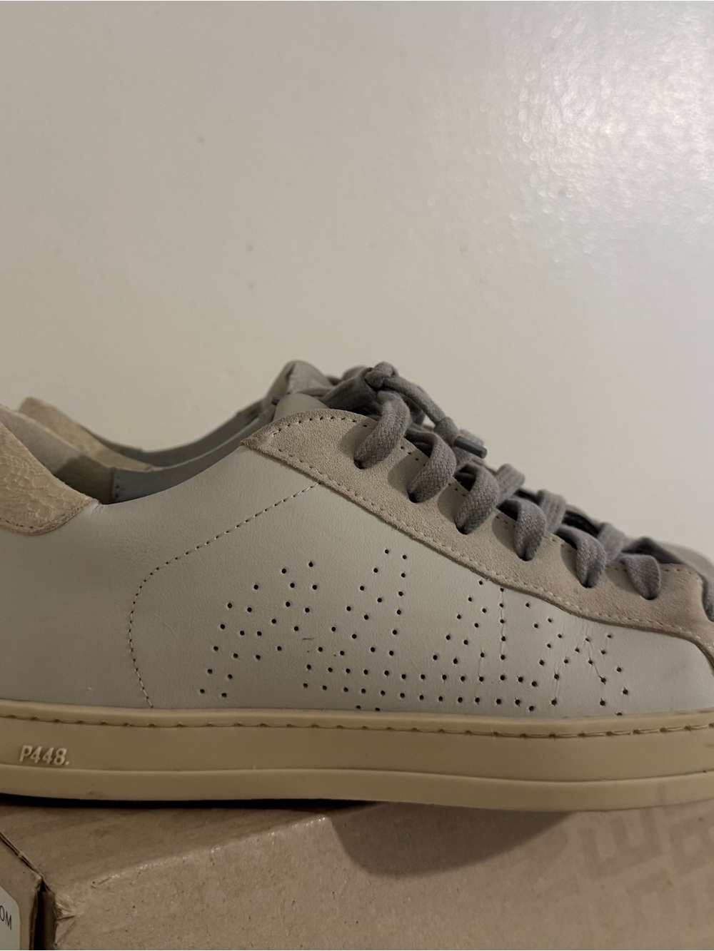 P448 women Low-Top Sneakers in Light Gray and Cream